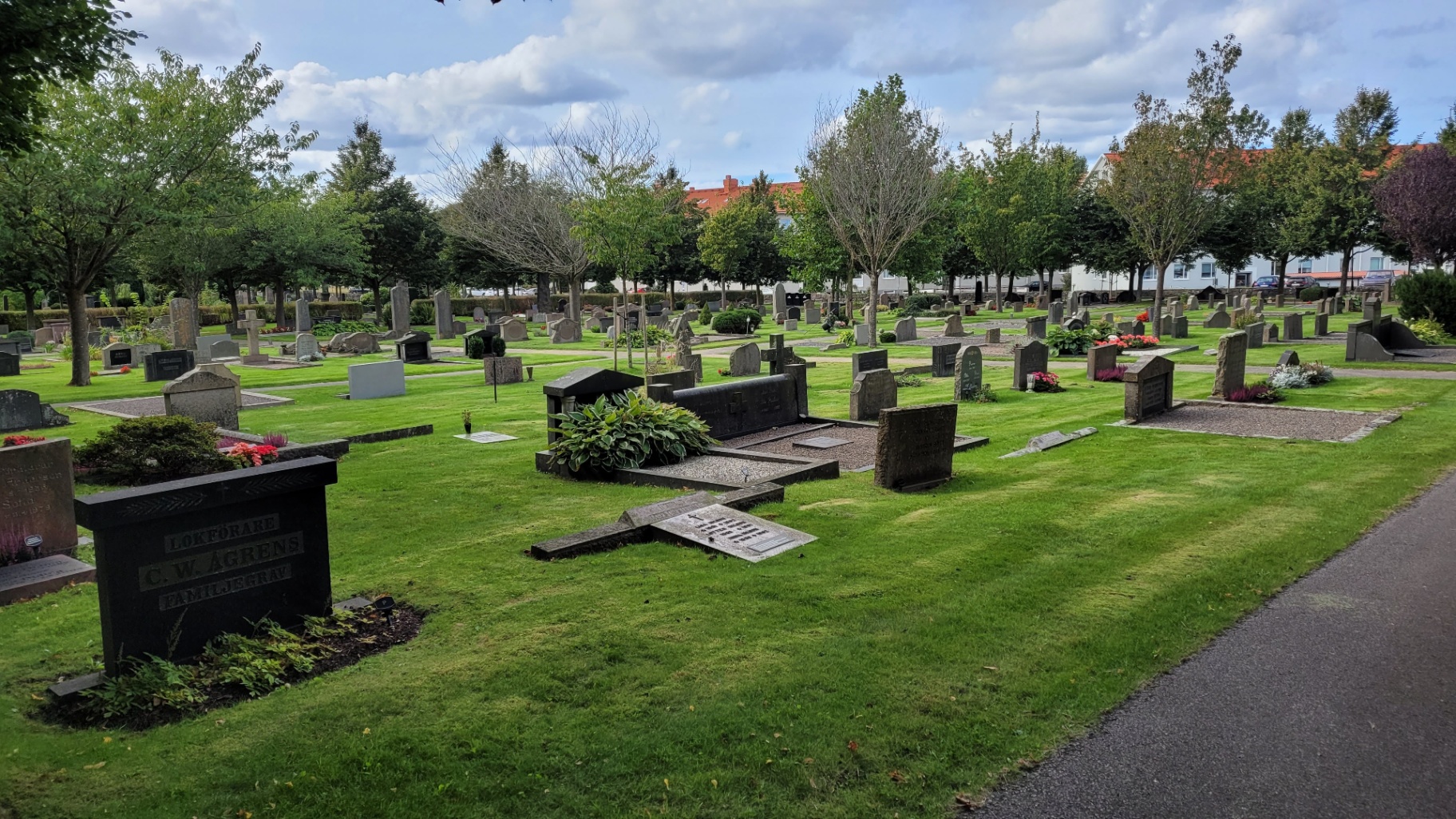 Kyrkogård med grönska